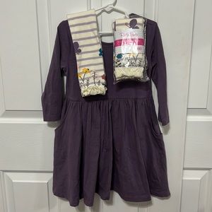 Ruffle Butts purple bow dress and tights size 6